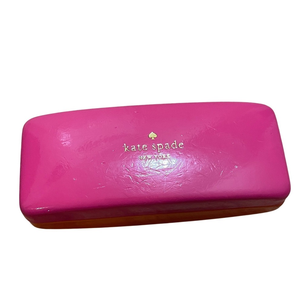 Kate Spade New‎ York Pink Orange Colorblock Hard Shell Glasses Case with Cloth
